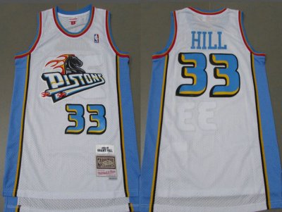 Maillot de Basket #33 Hill Detroit Pistons Vintage Blanc